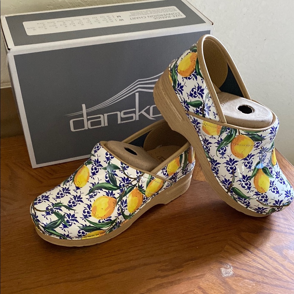 Dansko Lemon Patterned Clogs